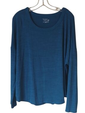Time and Tru Blue Long-Sleeve Scoop Neck Top Size XXL